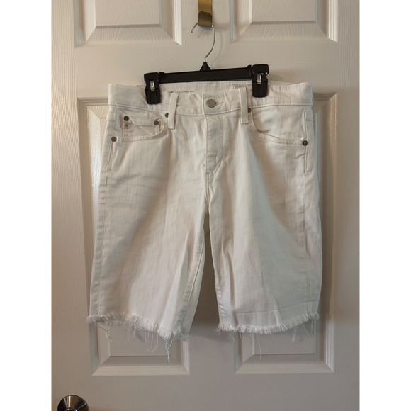 Ag Adriano Goldschmied Pants - AG Adriano Goldschmied Nikki Relaxed Skinny Shorts Women 27 White Raw Hem Denim